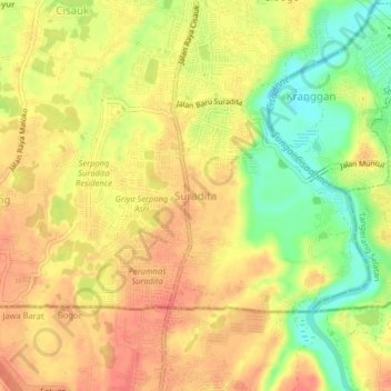 Топографическая карта Suradita, высота, рельеф