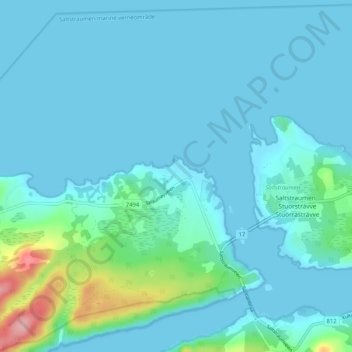 Топографическая карта Straum, высота, рельеф