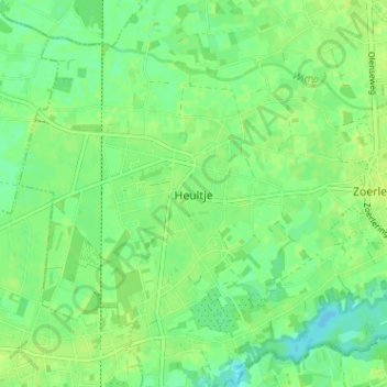 Топографическая карта Heultje, высота, рельеф