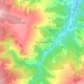 Топографическая карта Мартыновцы, высота, рельеф