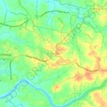 Топографическая карта Manchira, высота, рельеф