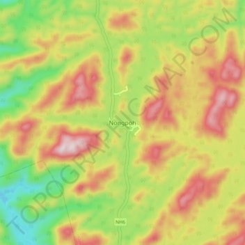 Топографическая карта Nongpoh, высота, рельеф