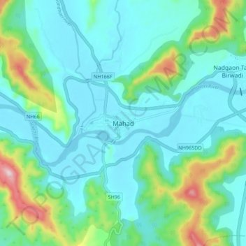 Топографическая карта Mahad, высота, рельеф