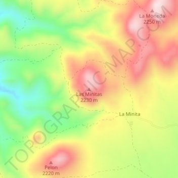 Топографическая карта Las Minitas, высота, рельеф