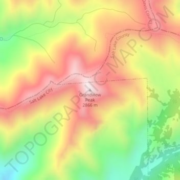 Топографическая карта Grandview Peak, высота, рельеф