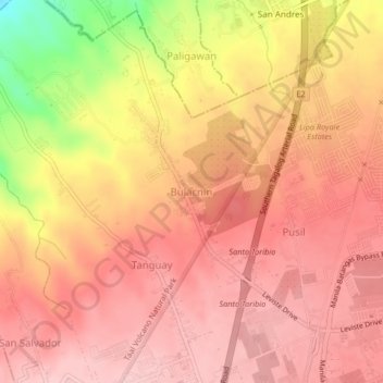 Топографическая карта Bulacnin, высота, рельеф