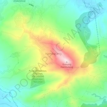 Топографическая карта Hambalang, высота, рельеф