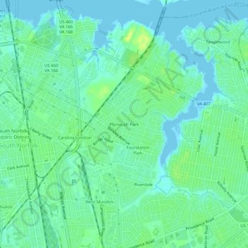 Топографическая карта Plymouth Park, высота, рельеф