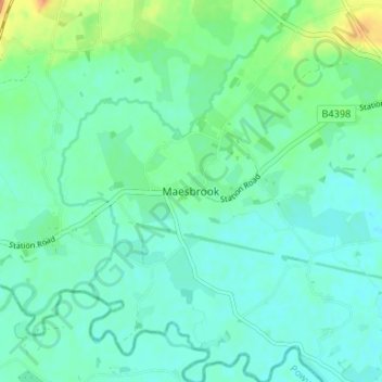 Топографическая карта Maesbrook, высота, рельеф