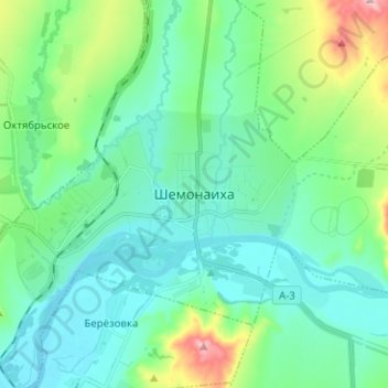 Топографическая карта Шемонаиха, высота, рельеф