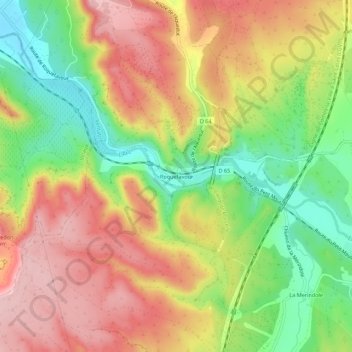 Топографическая карта Roquefavour, высота, рельеф