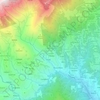 Топографическая карта Canova, высота, рельеф