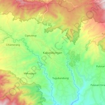 Топографическая карта Kabandungan, высота, рельеф