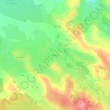 Топографическая карта Bezonnes, высота, рельеф