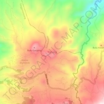 Топографическая карта Tonasa, высота, рельеф