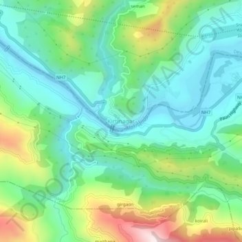 Топографическая карта Kirtinagar, высота, рельеф