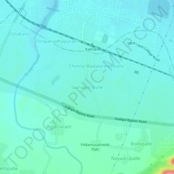 Топографическая карта Samagdripalle, высота, рельеф