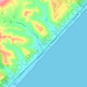 Топографическая карта Riace Marina, высота, рельеф