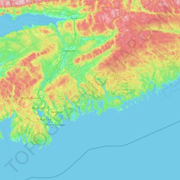 Топографическая карта Halifax, высота, рельеф