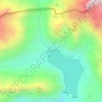 Топографическая карта Montespluga, высота, рельеф