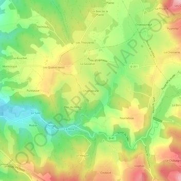 Топографическая карта Champblanc, высота, рельеф