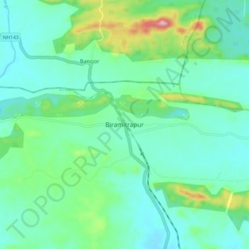 Топографическая карта Biramitrapur, высота, рельеф