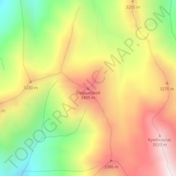 Топографическая карта Терешковой, высота, рельеф