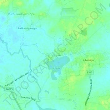 Топографическая карта Thoppur, высота, рельеф