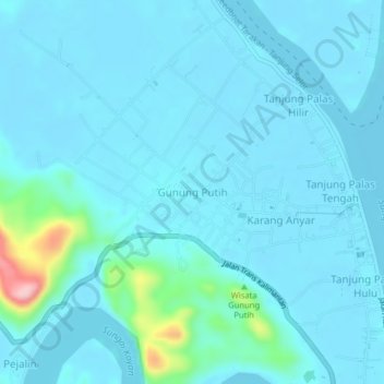 Топографическая карта Gunung Putih, высота, рельеф