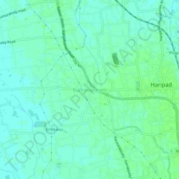 Топографическая карта Kumarapuram, высота, рельеф