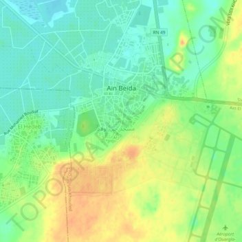 Топографическая карта Ouled Zid, высота, рельеф