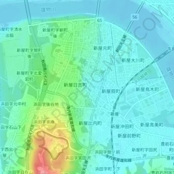 Топографическая карта 愛宕下地蔵清水, высота, рельеф