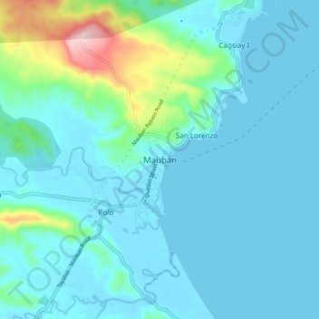 Топографическая карта Mauban, высота, рельеф