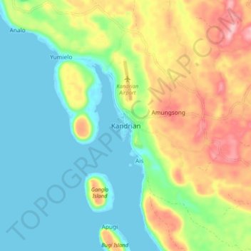 Топографическая карта Kandrian, высота, рельеф