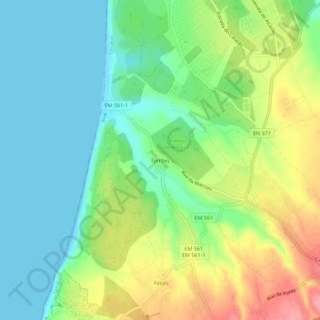 Топографическая карта Torrões, высота, рельеф