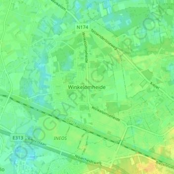 Топографическая карта Winkelomheide, высота, рельеф
