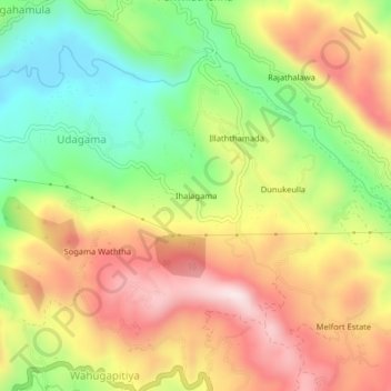 Топографическая карта Ihalagama, высота, рельеф
