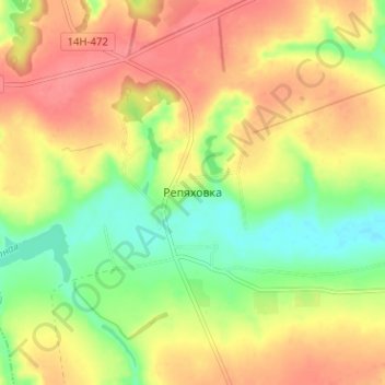 Топографическая карта Репяховка, высота, рельеф