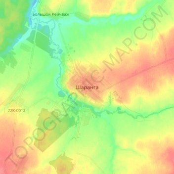 Топографическая карта Шаранга, высота, рельеф
