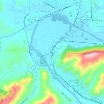 Топографическая карта Dillard, высота, рельеф