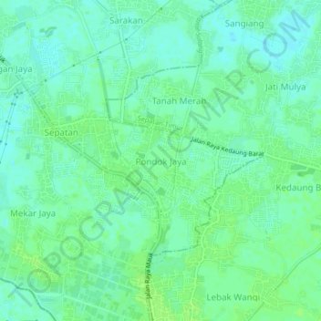 Топографическая карта Pondok Jaya, высота, рельеф