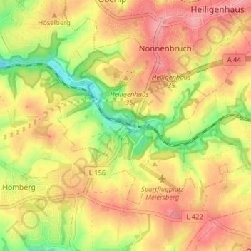 Топографическая карта Hofermühle, высота, рельеф