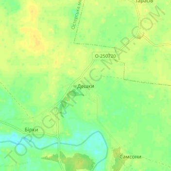 Топографическая карта Дешки, высота, рельеф