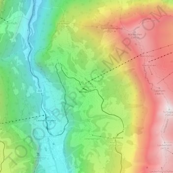 Топографическая карта Wengen, высота, рельеф