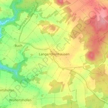 Топографическая карта Langenthonhausen, высота, рельеф