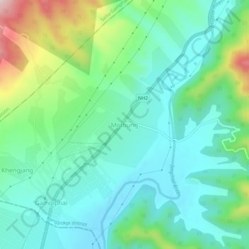 Топографическая карта Motbung, высота, рельеф