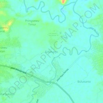 Топографическая карта Sidoharjo, высота, рельеф