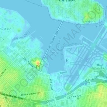 Топографическая карта Bowery Bay, высота, рельеф