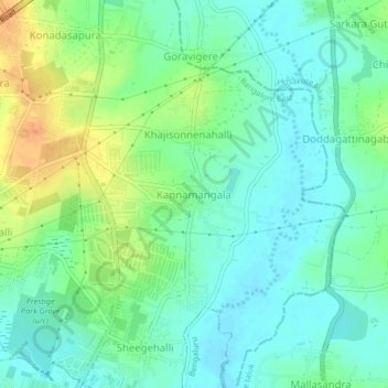 Топографическая карта Kannamangala, высота, рельеф