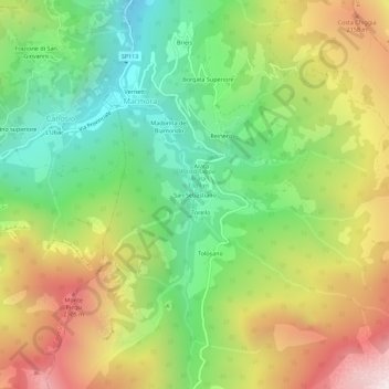 Топографическая карта San Sebastiano, высота, рельеф